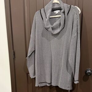 Calvin Klein Black and White Chevron Turtleneck Sweater